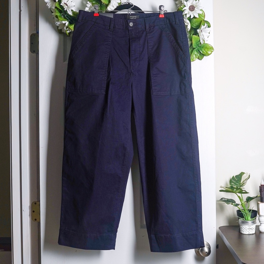 Banana Republic Chino Barrel Pant Navy Blue NWT Mid Rise Cropped size 14